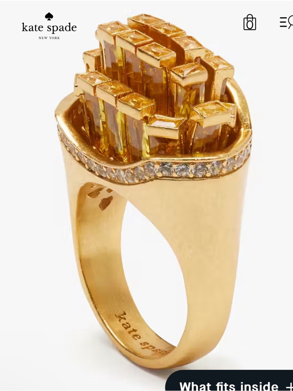kate spade Gold-tone Yellow Crystal Stack Ring
